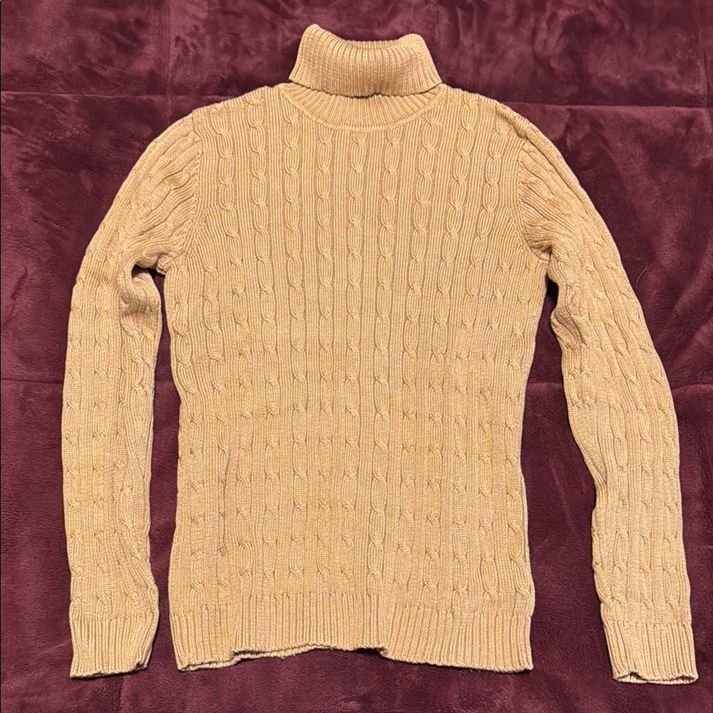 Jones New York Tan Cable Knit Turtleneck Sweater